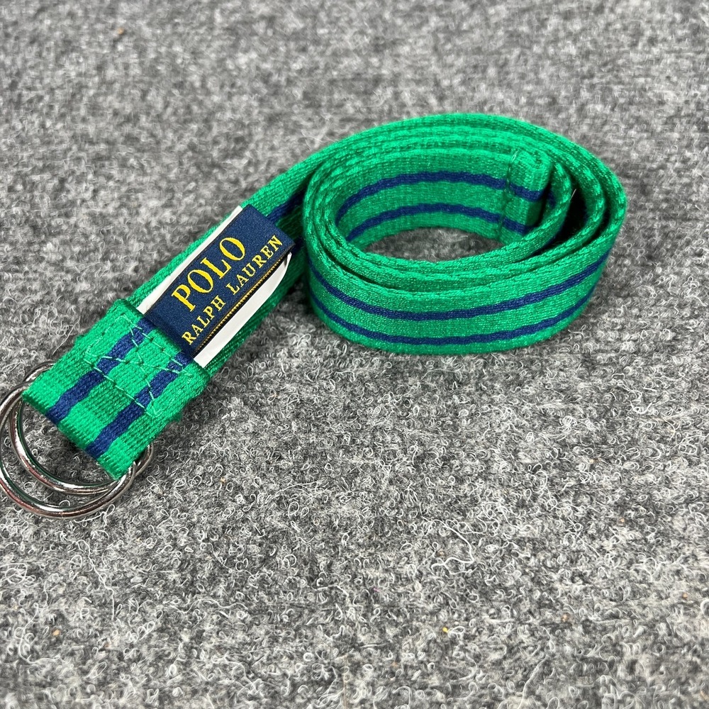 Polo Ralph‎ Lauren Belt Youth Boys Green Blue Striped Woven D Ring 27 Inch